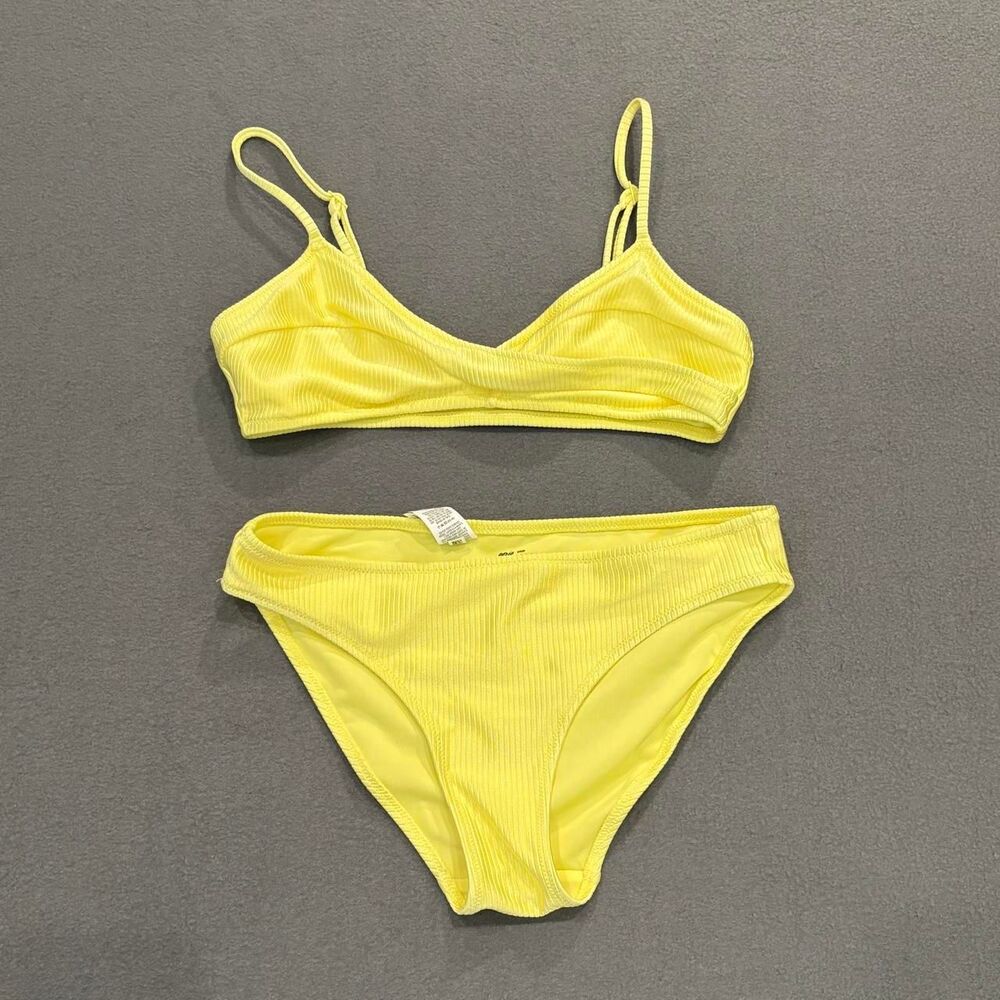 Aerie yellow ribbed bikini set